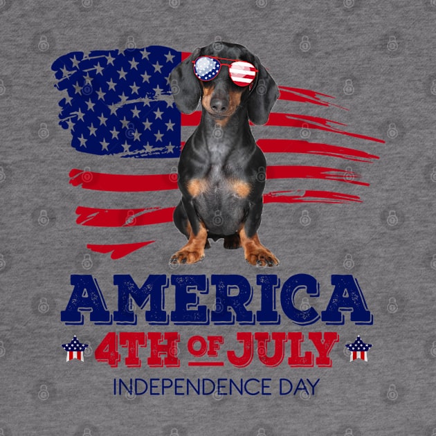 Dachshund Flag USA - America 4th Of July Independence Day by bunnierosoff21835